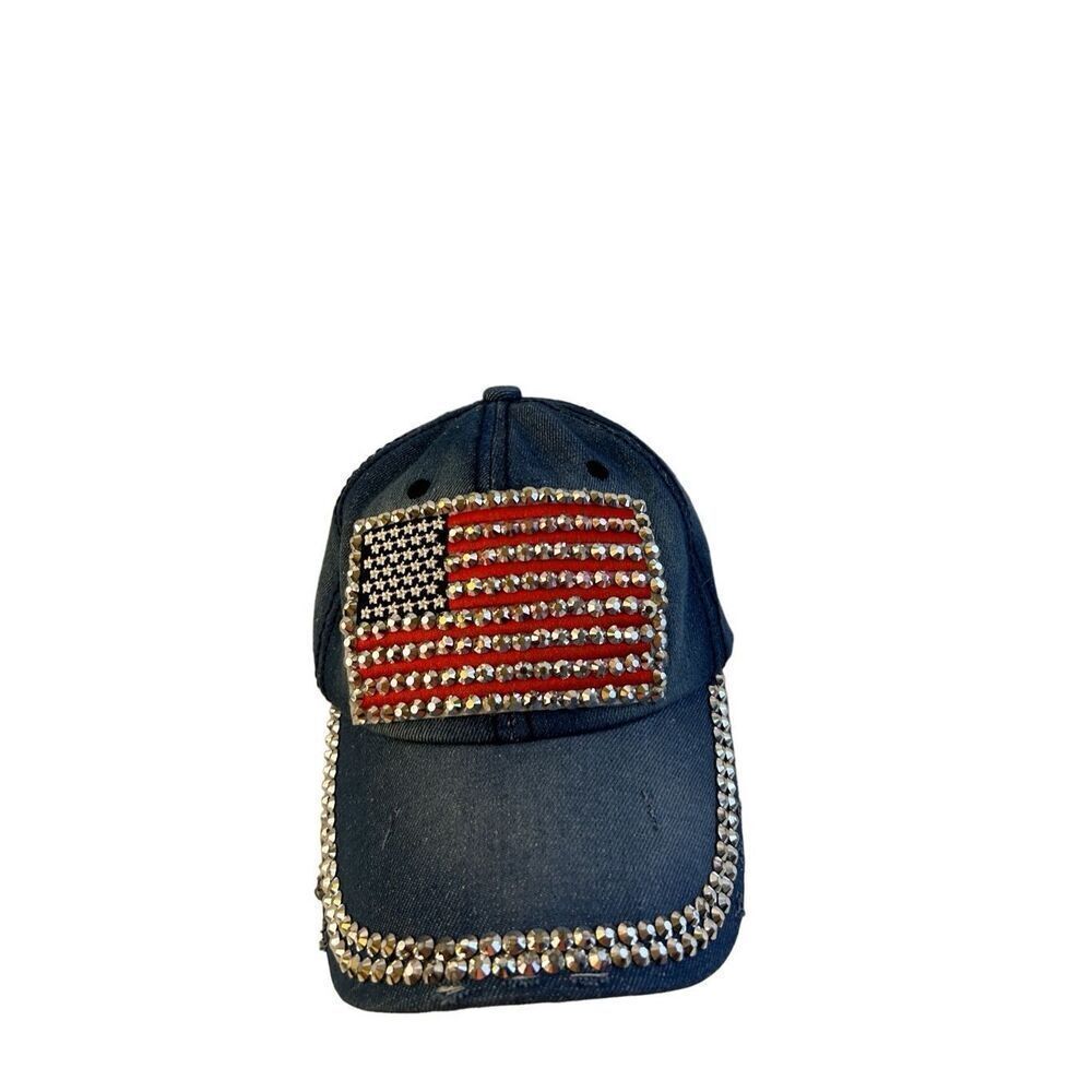 Mix It Denim Jean baseball hat USA Bling Stones
